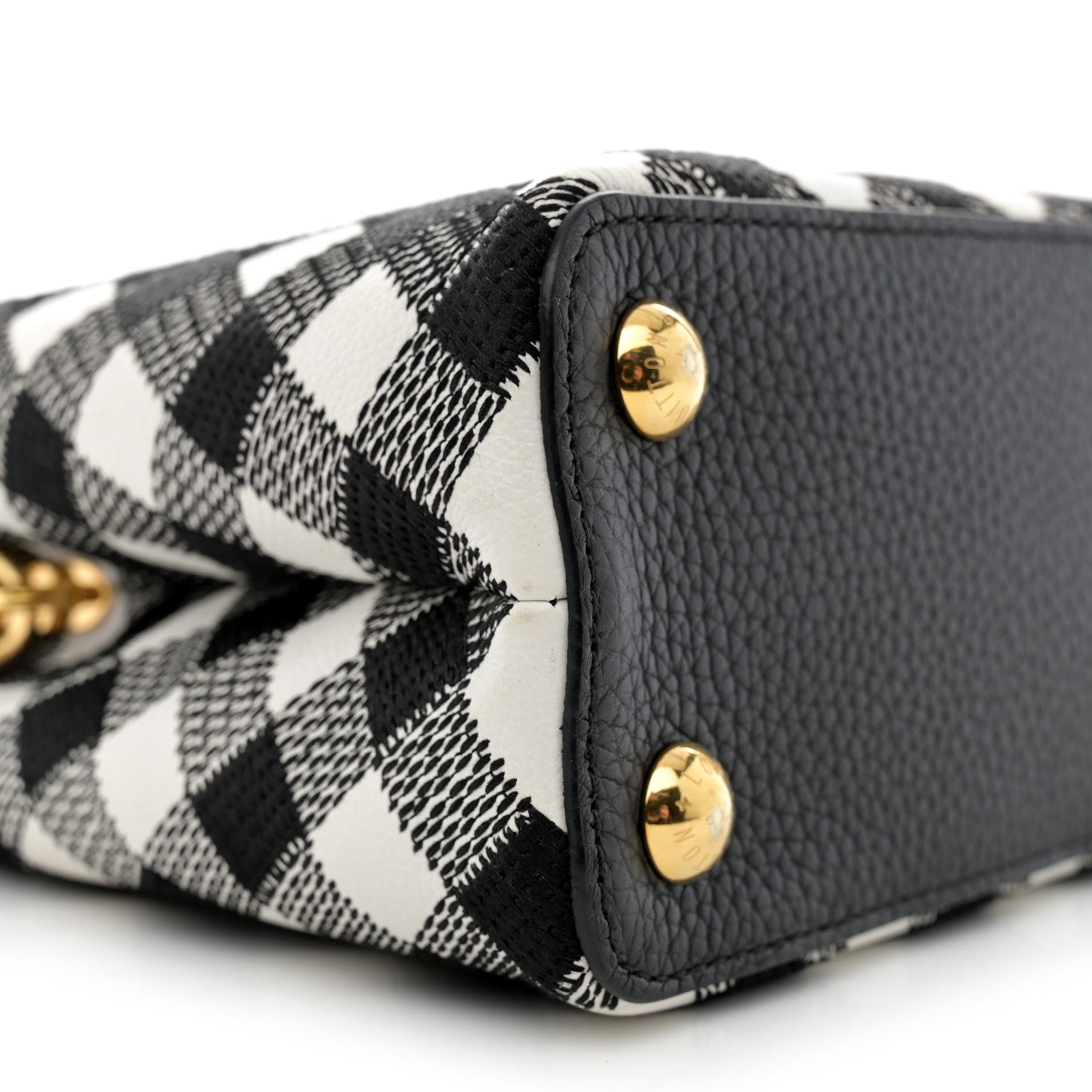 Louis Vuitton Taurillon Embroidered Vichy Capucines BB Black White 8 of 11