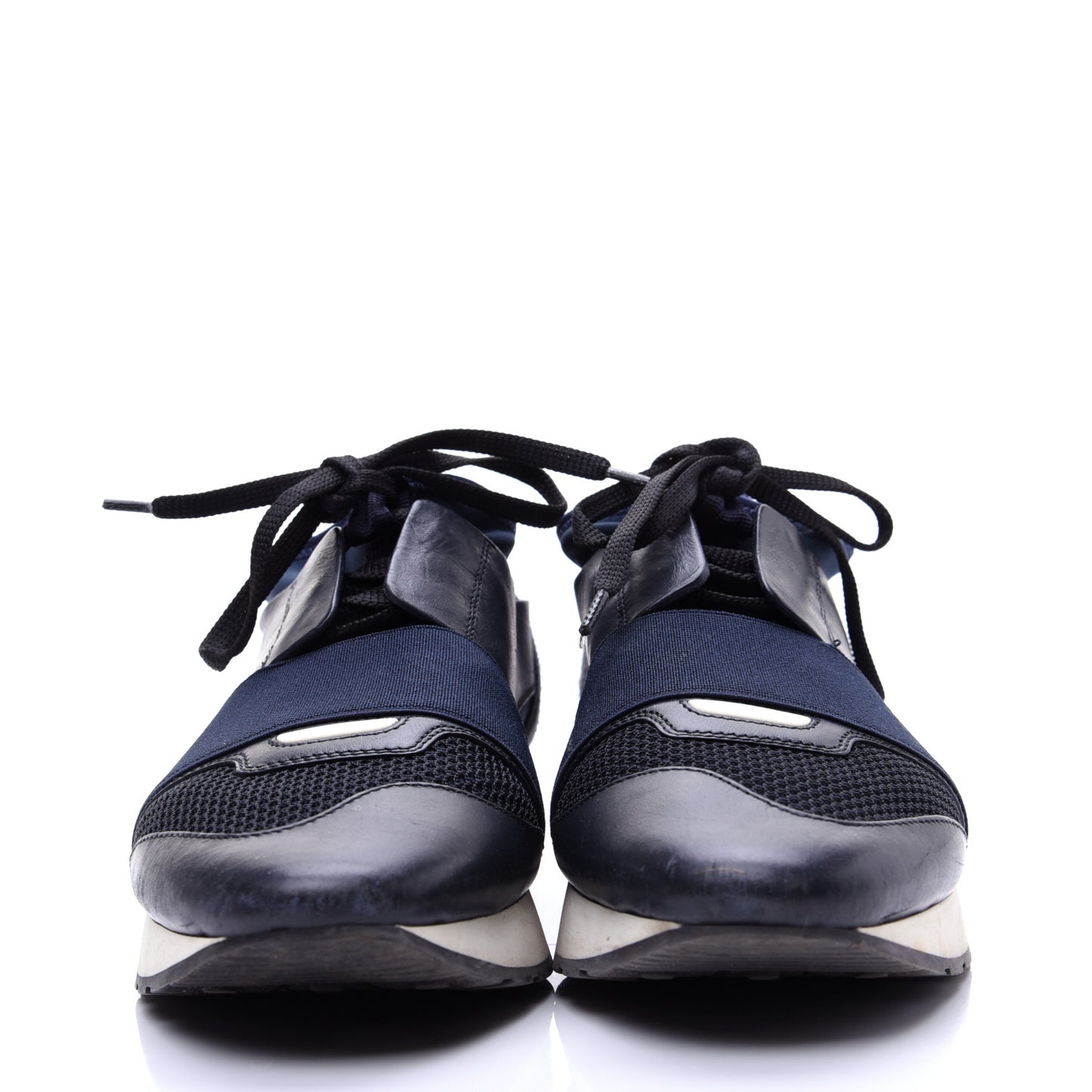 Calfskin Neoprene Mesh Womens Race Runner Sneakers 38 Bleu Nuit
