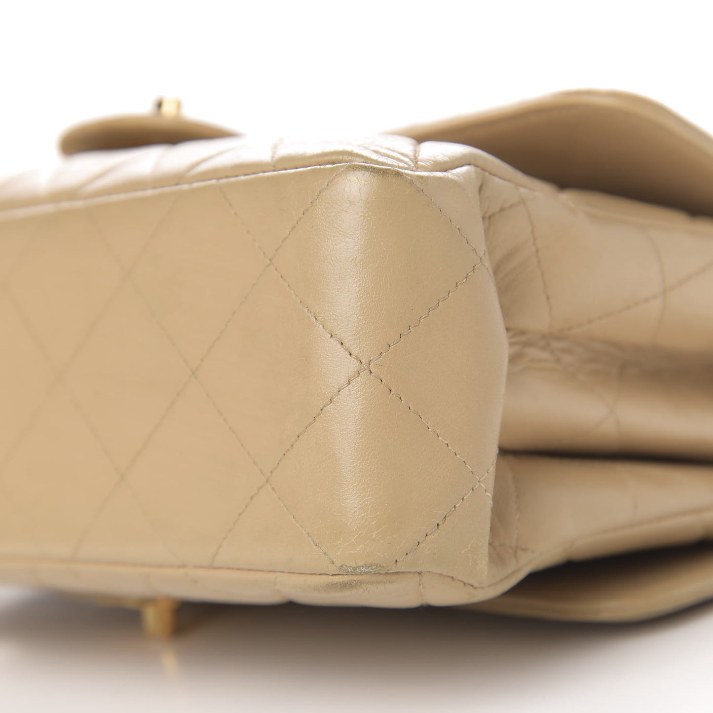 Lambskin Quilted Medium Double Sided Flap Beige