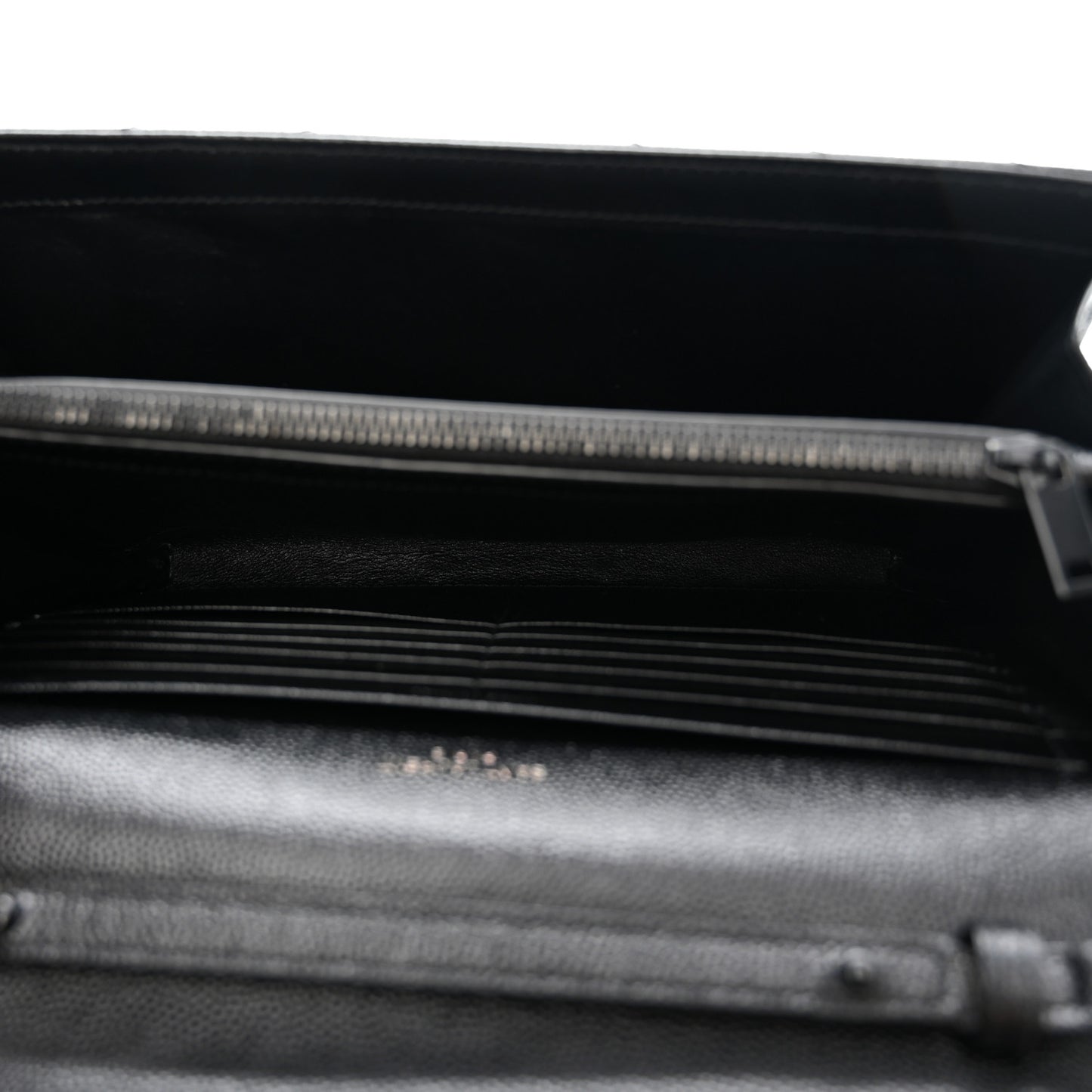 Grain De Poudre Matelasse Chevron Monogram Monochrome Chain Wallet Black
