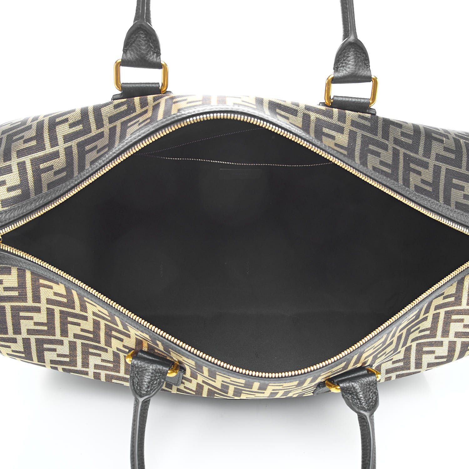 Fendi Fabric Jacquard Cuoio Roma FF Metallic Thread Karligraphy Weekender Gold Black 5 of 10