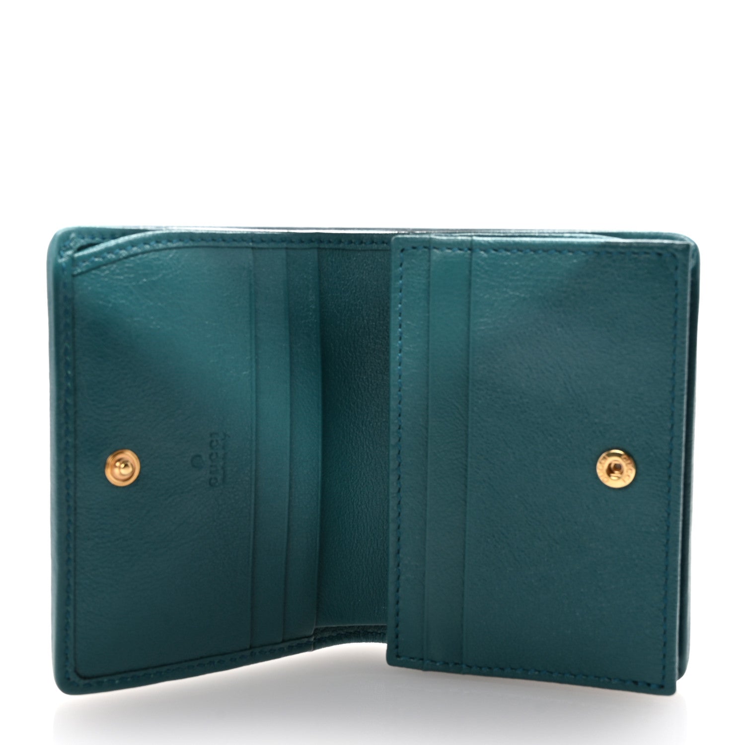 Gucci Azalea Calfskin Enamel Matelasse Diagonal Torchon GG Marmont Card Case Imperial Blue Pavone 5 of 6
