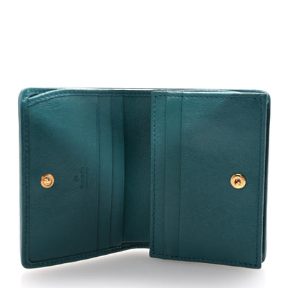 Gucci Azalea Calfskin Enamel Matelasse Diagonal Torchon GG Marmont Card Case Imperial Blue Pavone 5 of 6