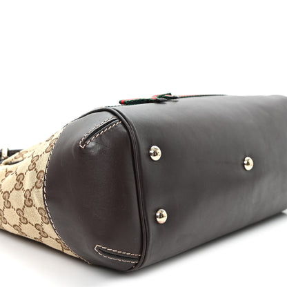 Gucci Monogram Web Mayfair Top Handle Satchel Dark Brown 9 of 10