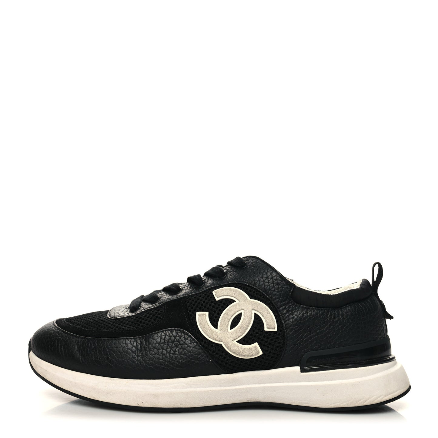 Calfskin Mesh Suede Mens CC Sneakers 43 Black White