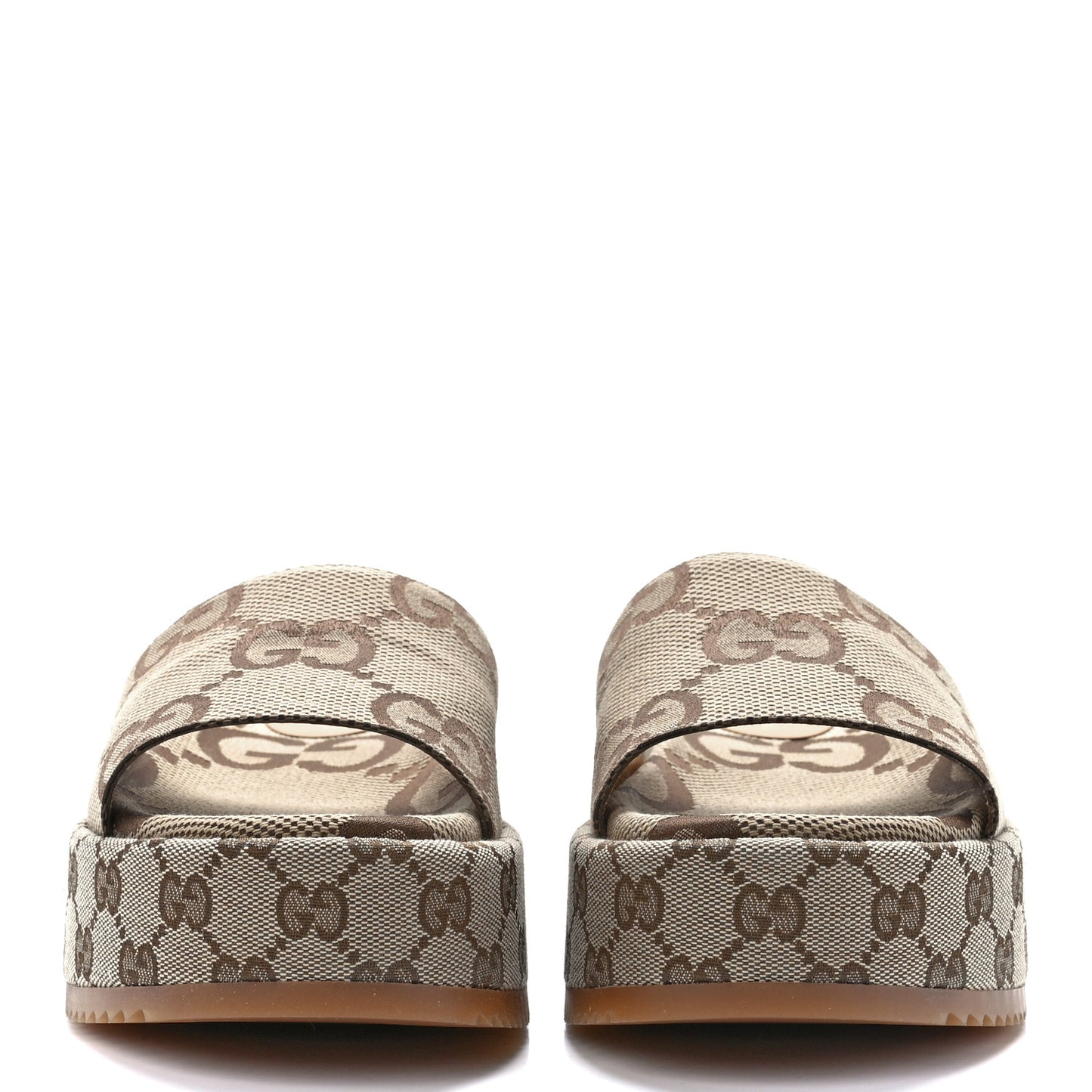 Monogram Maxi GG Angelina Platform 55mm Slide Sandals 38 Camel Ebony