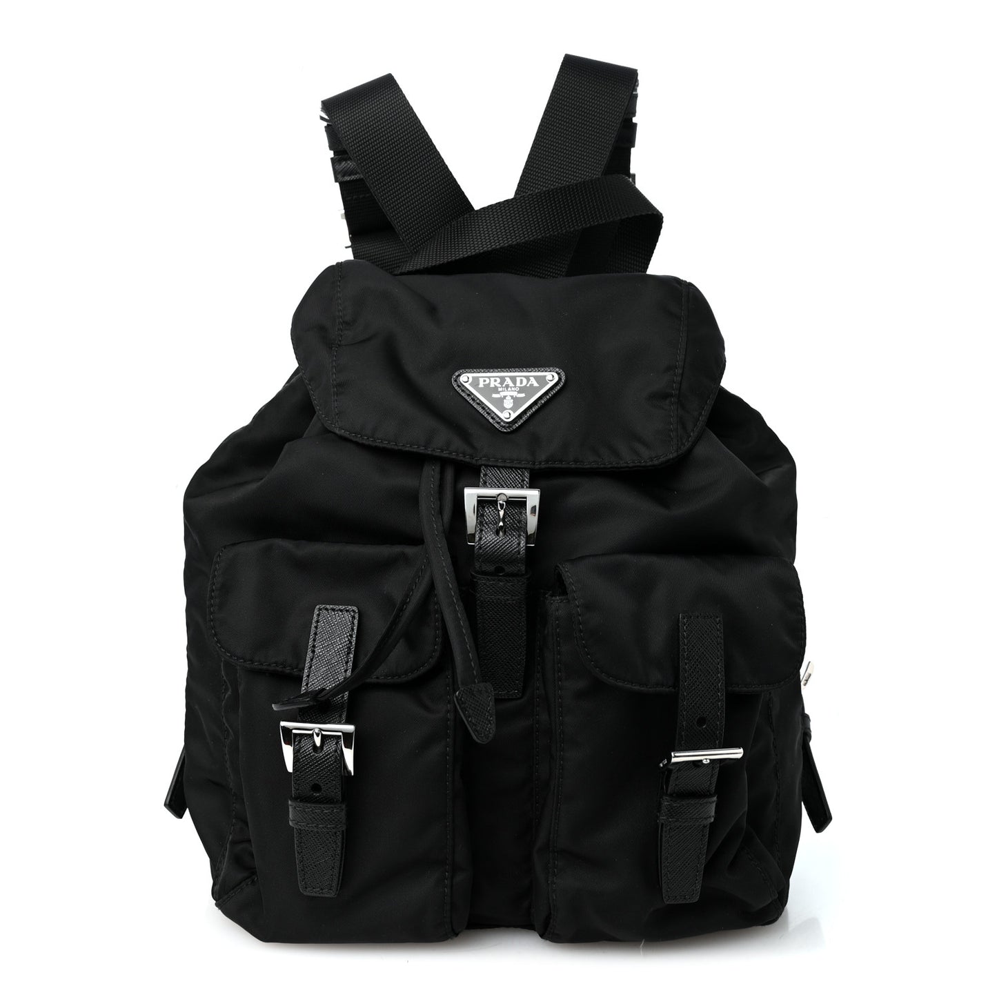 Re-Nylon Vela Saffiano Small Backpack Black