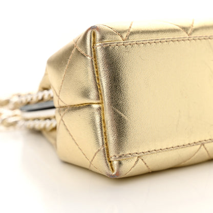 Chanel Metallic Lambskin Quilted Chain Around Kiss Lock Evening Clutch Gold 11 of 15