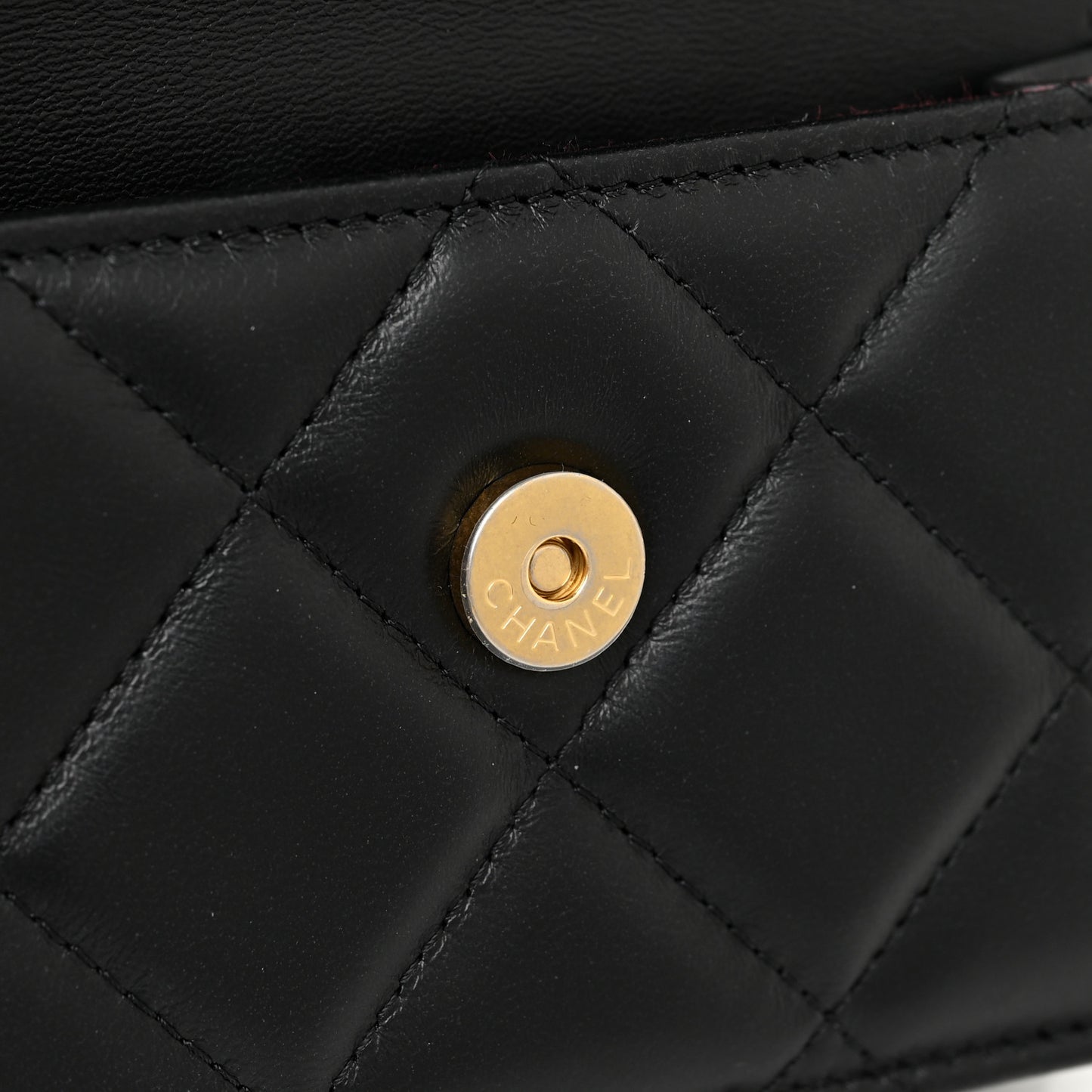 Lambskin Enamel Quilted Pending CC Flap Belt Bag Black
