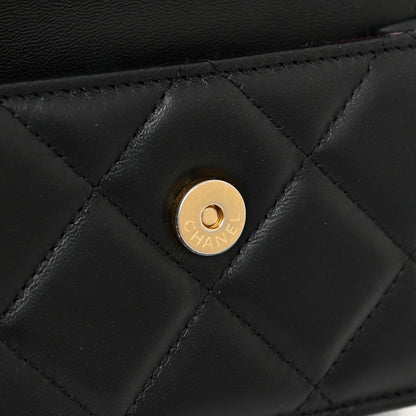 Chanel Lambskin Enamel Quilted Pending CC Flap Belt Bag Black 10 of 11
