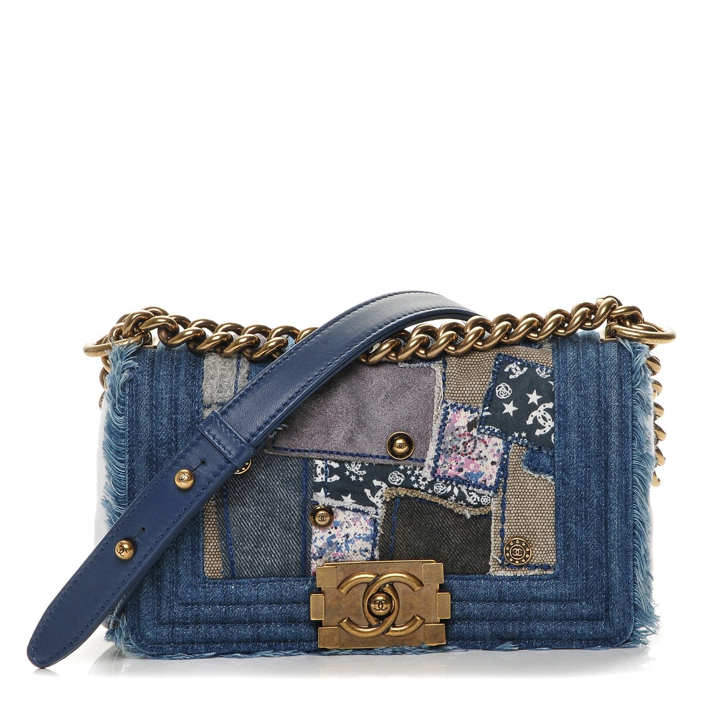 Denim Patchwork Small Boy Flap Blue