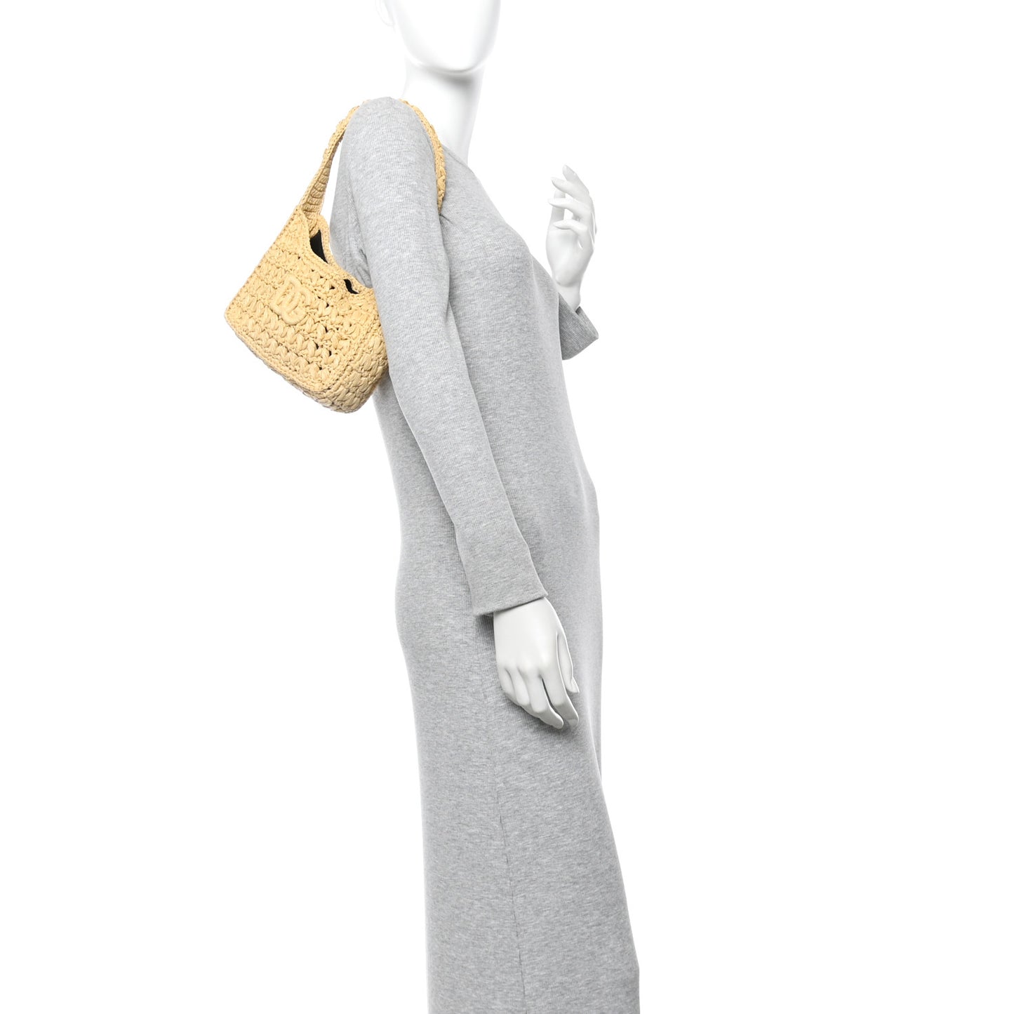 Raffia Crochet 3.5 Shoulder Bag Beige