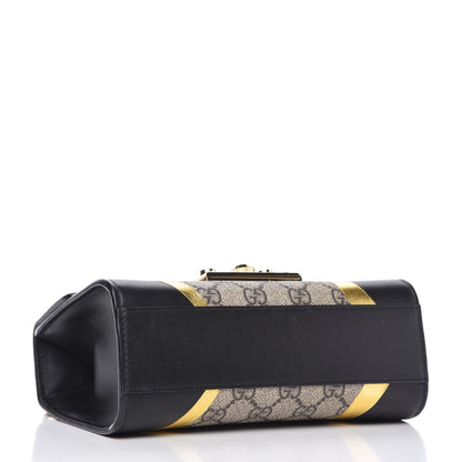 Gucci Calfskin GG Supreme Monogram Small Padlock Shoulder Bag Black Gold 4 of 10