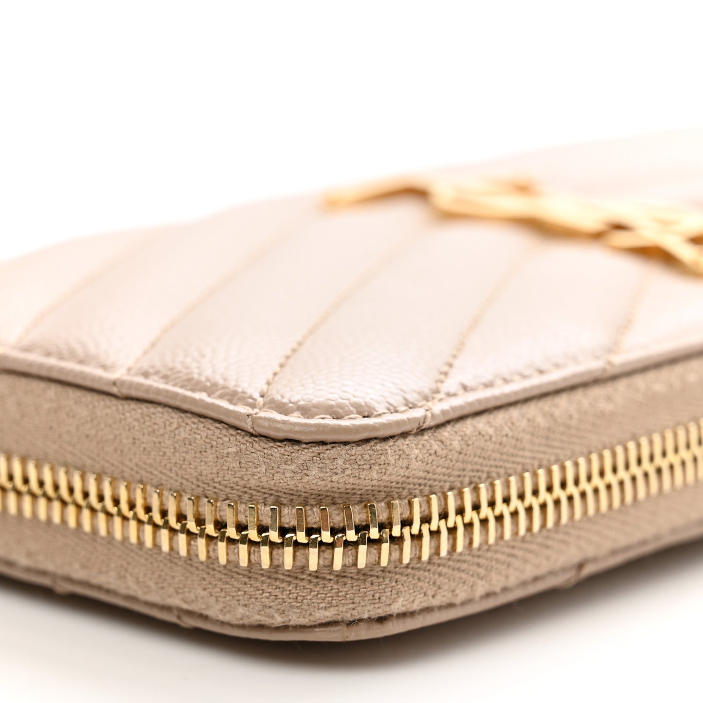Grain De Poudre Matelasse Chevron Monogram Zip Around Wallet Dark Beige