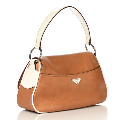 Prada Vernice Old Calfskin Saddle Bag Sabbia Naturale White 2 of 16