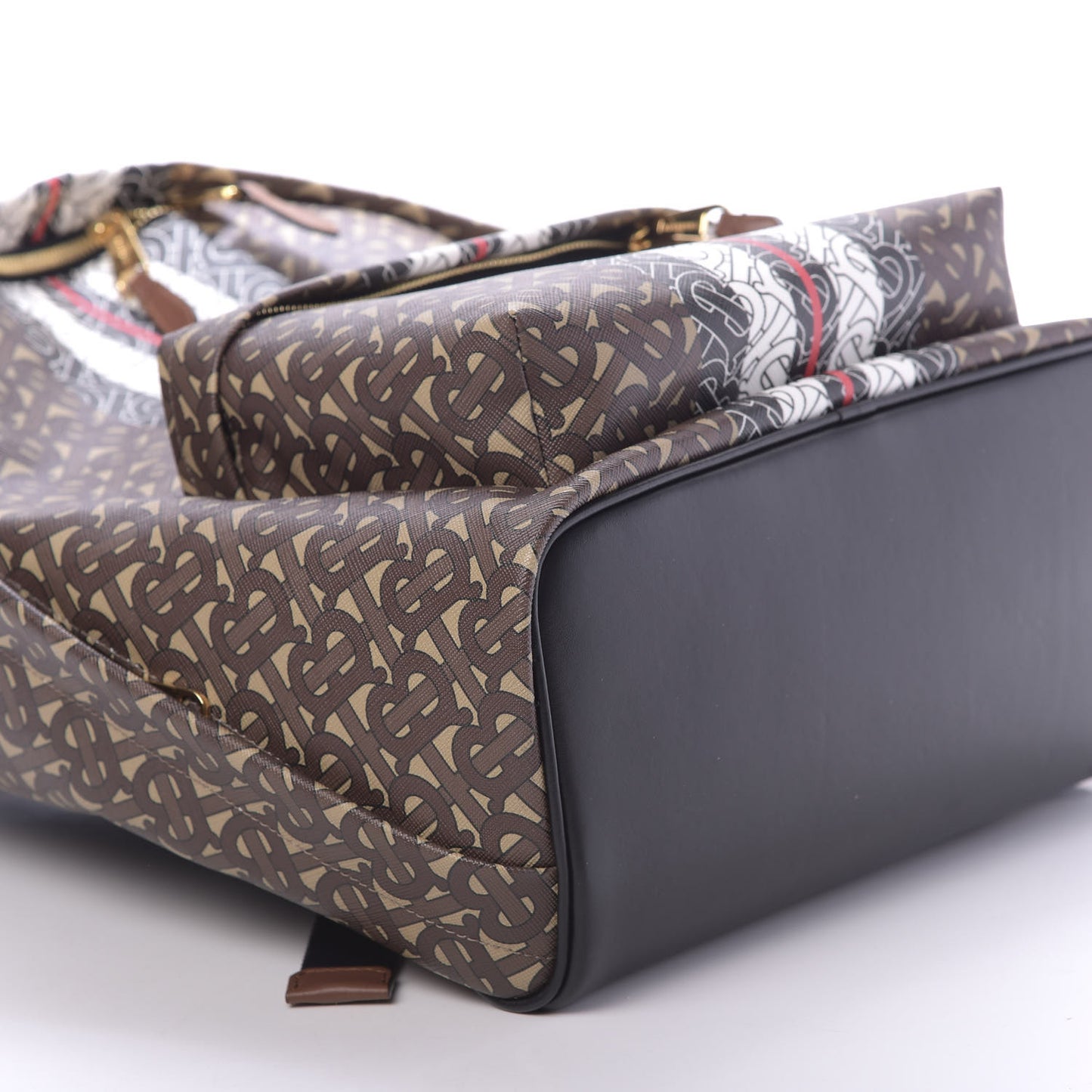 E-Canvas Monogram Stripe Backpack Bridle Brown