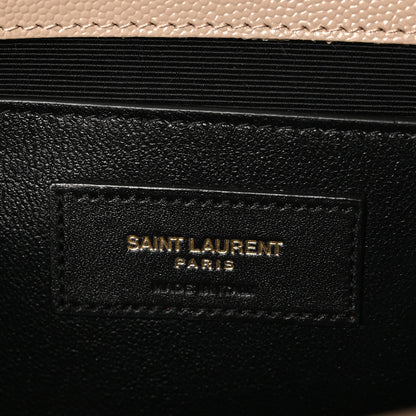 Saint Laurent Grain De Poudre Textured Mixed Matelasse Medium Triquilt Monogram Satchel Dark Beige 6 of 10
