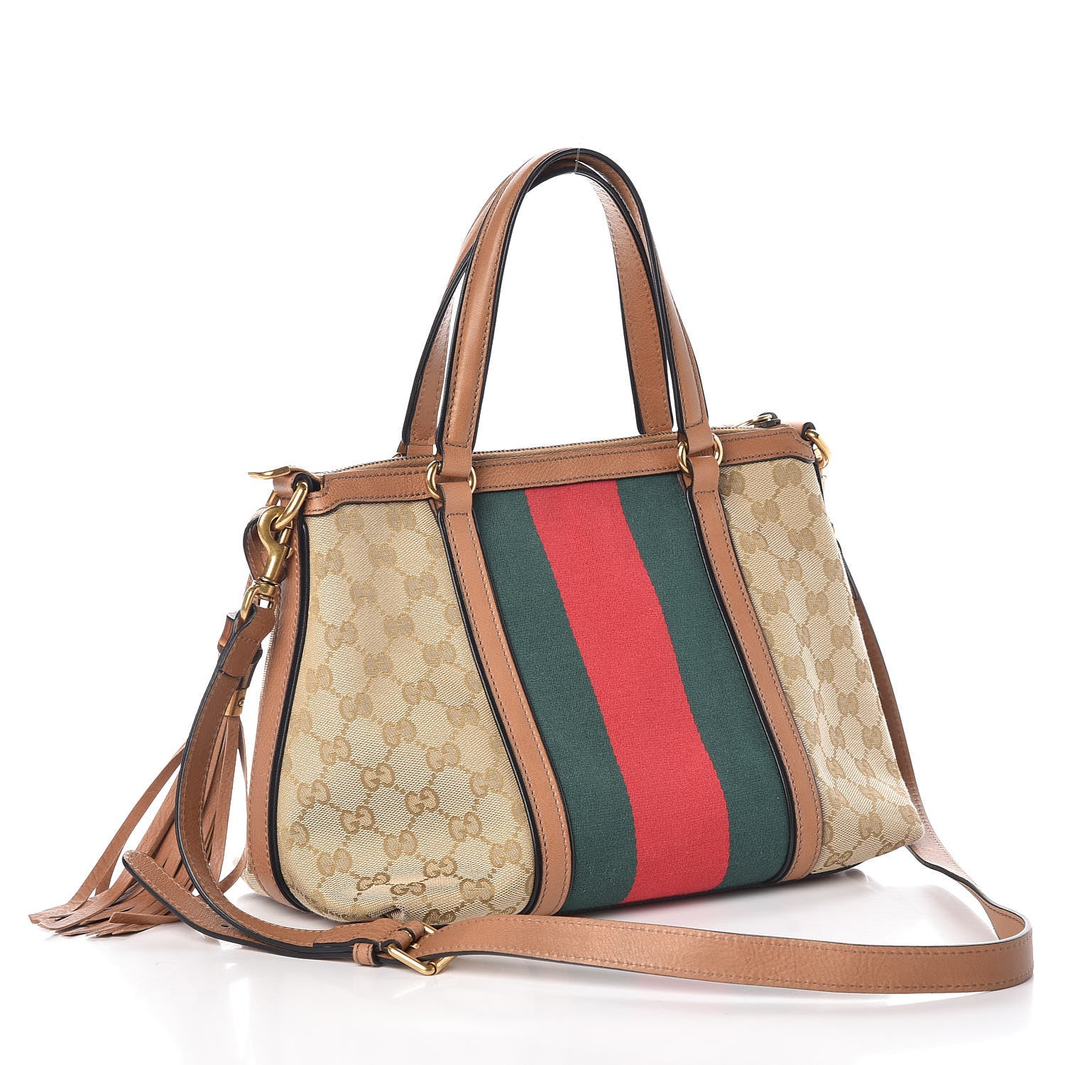Gucci Monogram Web Rania Top Handle Bag Natural 4 of 10
