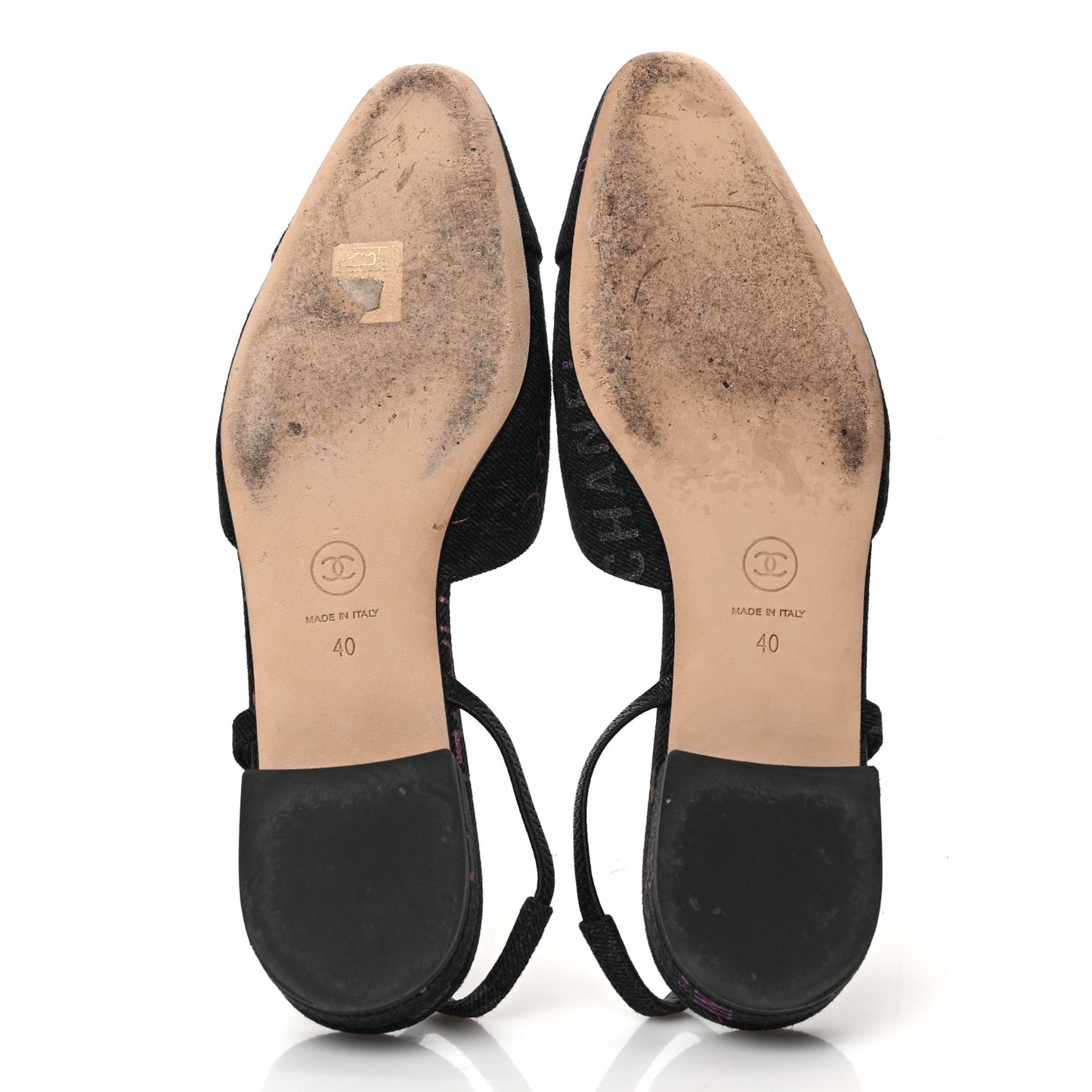 Denim Cap Toe Denim Mood Slingback Flats 40 Black Multicolor