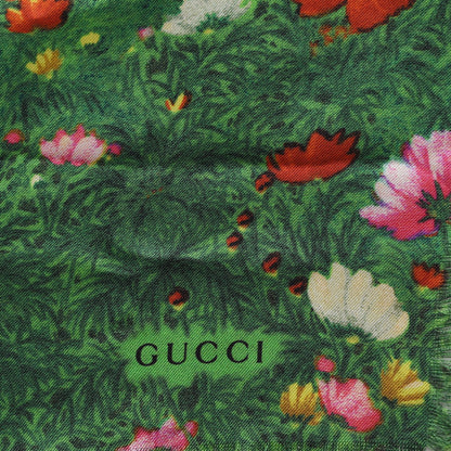Gucci Modal Silk Cashmere Vita Garden Scarf Turquoise Blue 4 of 5