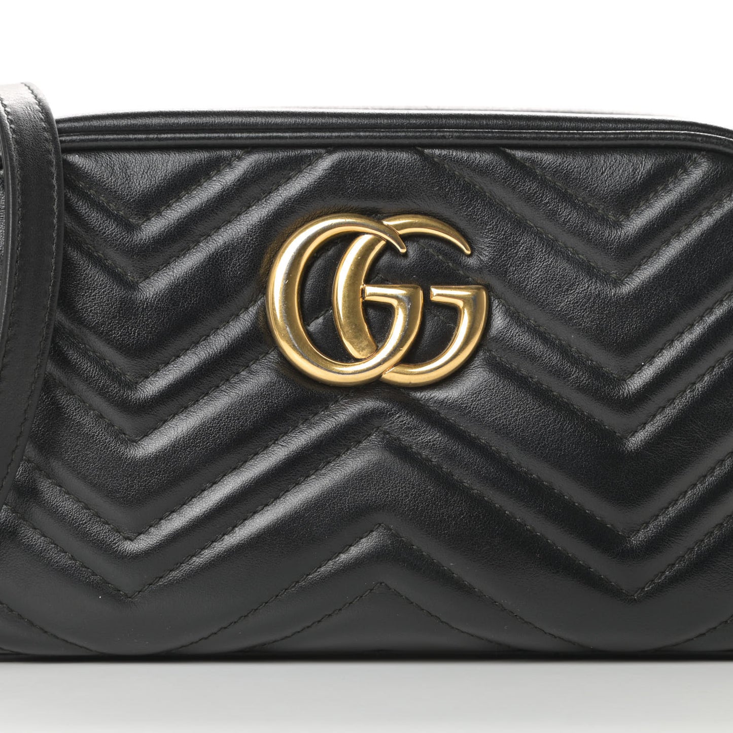 Calfskin Matelasse Small GG Marmont Chain Shoulder Bag Black