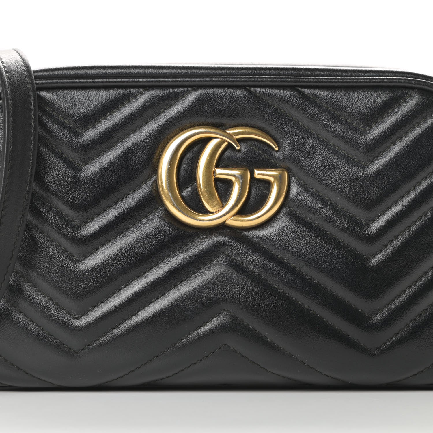 Gucci Calfskin Matelasse Small GG Marmont Chain Shoulder Bag Black 8 of 19