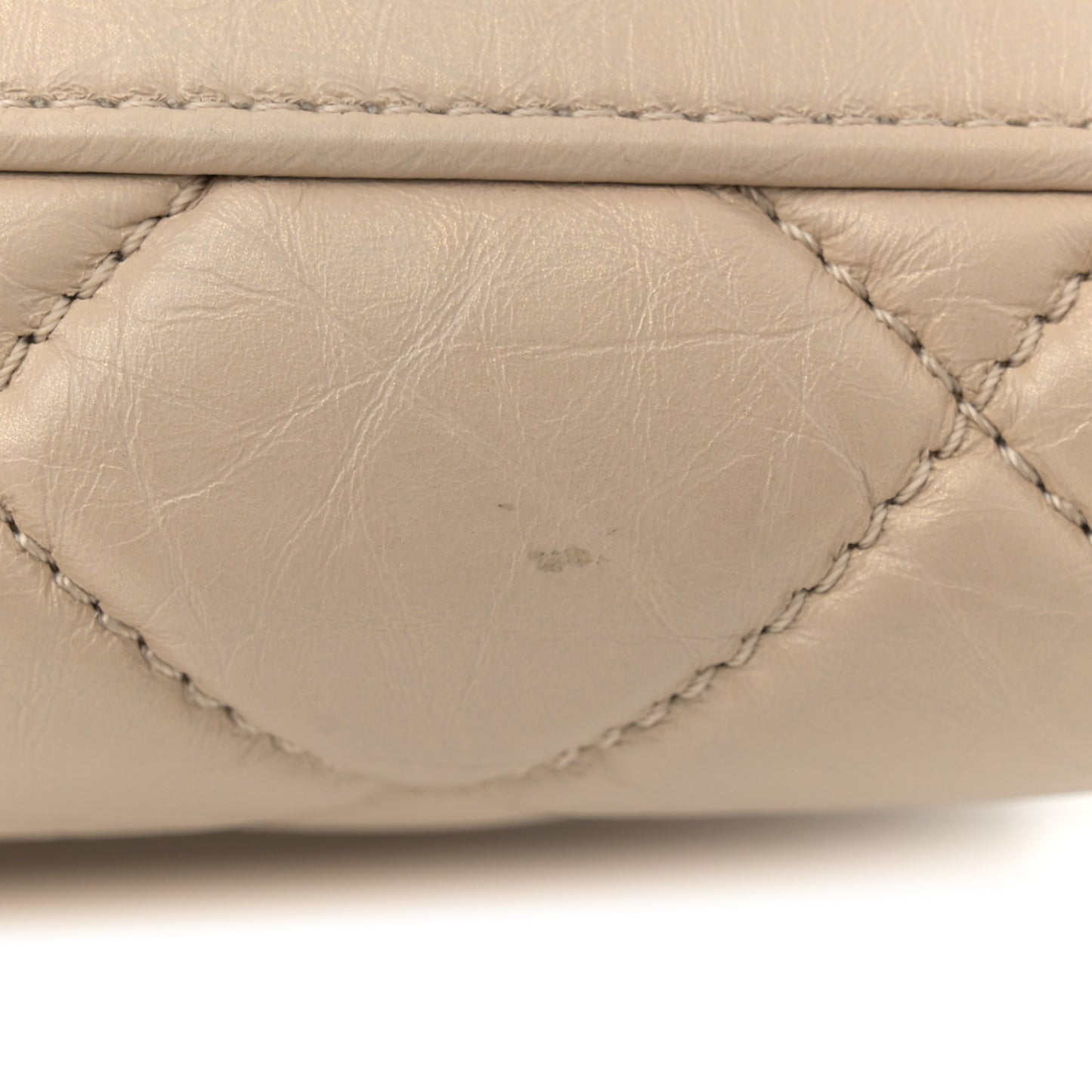 Aged Calfskin Large Just Mademoiselle Bowling Bag Beige