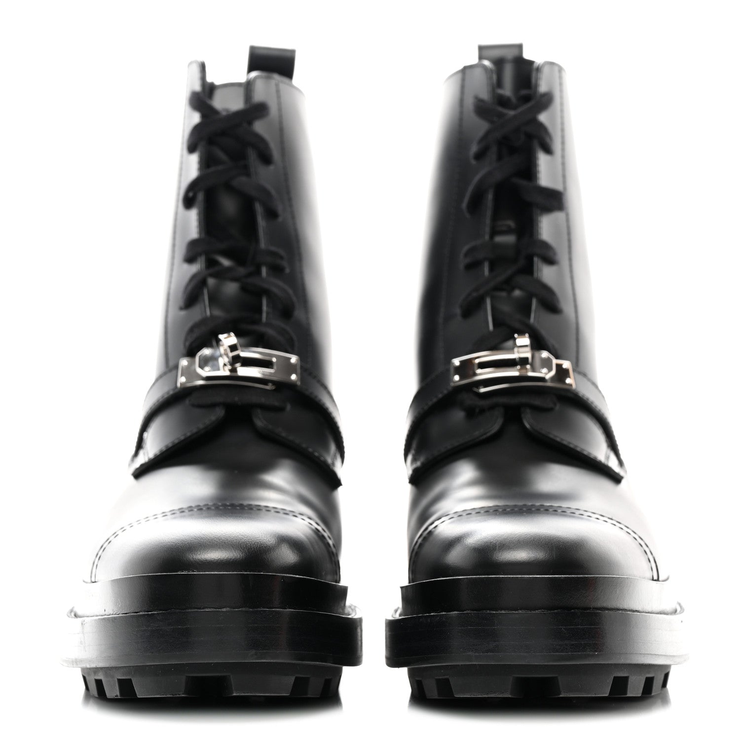 Hermes Glossed Calfskin Funk Ankle Boots 37.5 Black 2 of 9