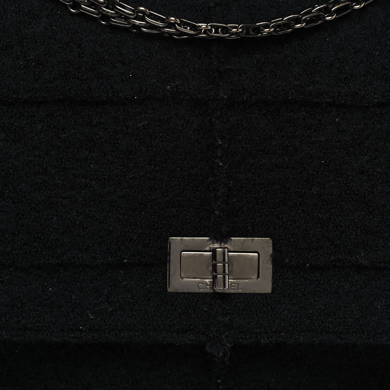Chanel Wool Patchwork Mademoiselle Jumbo Flap Black 7 of 9