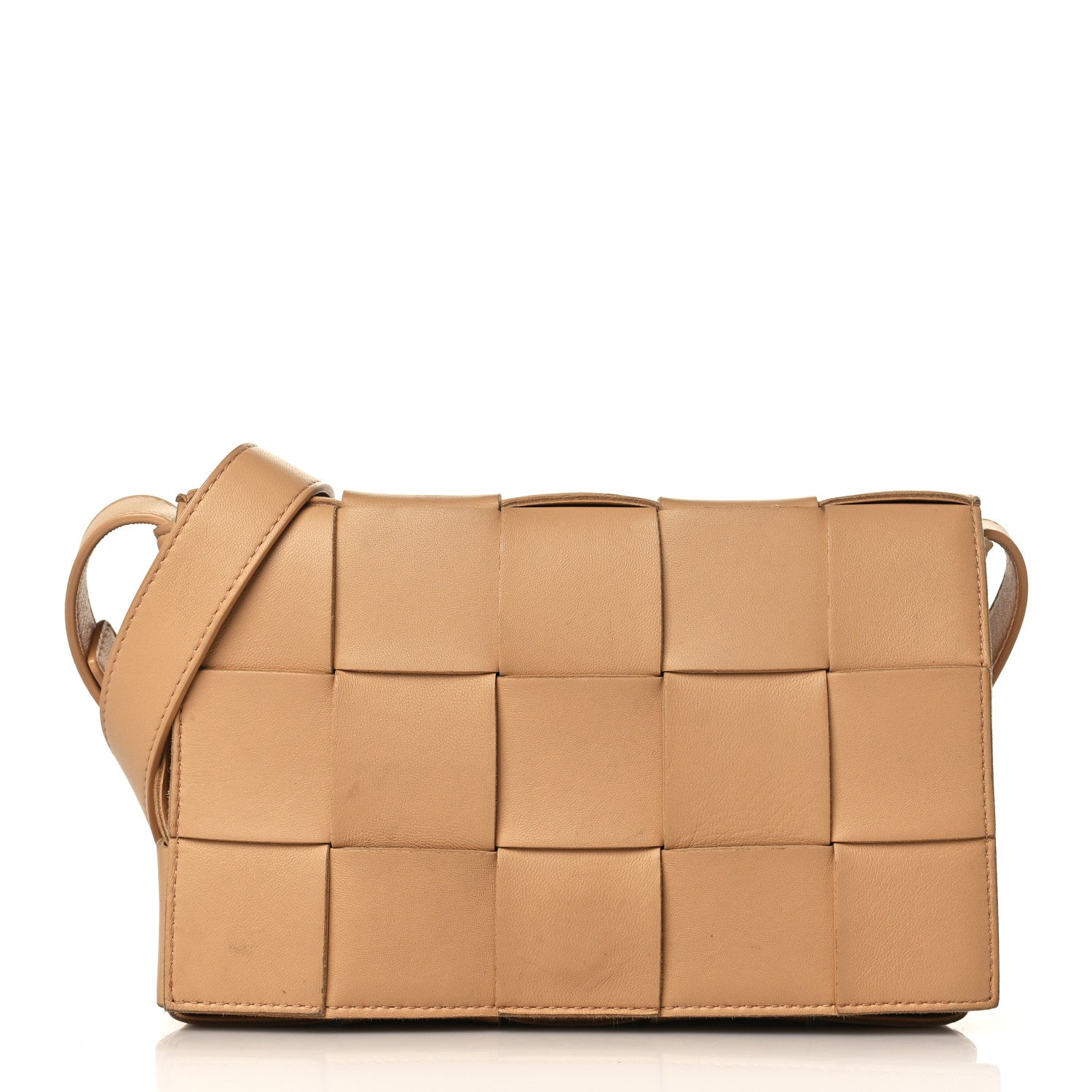 Bottega Veneta Lambskin Maxi Intrecciato Cassette Crossbody Bag Almond 1 of 15