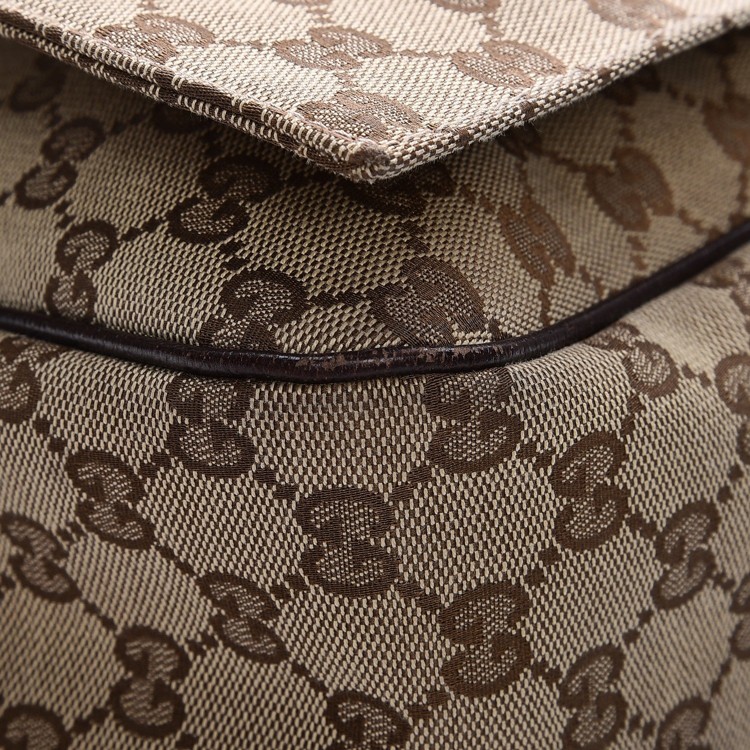 Gucci Monogram Large Flap Messenger Bag Beige Dark Brown 10 of 15