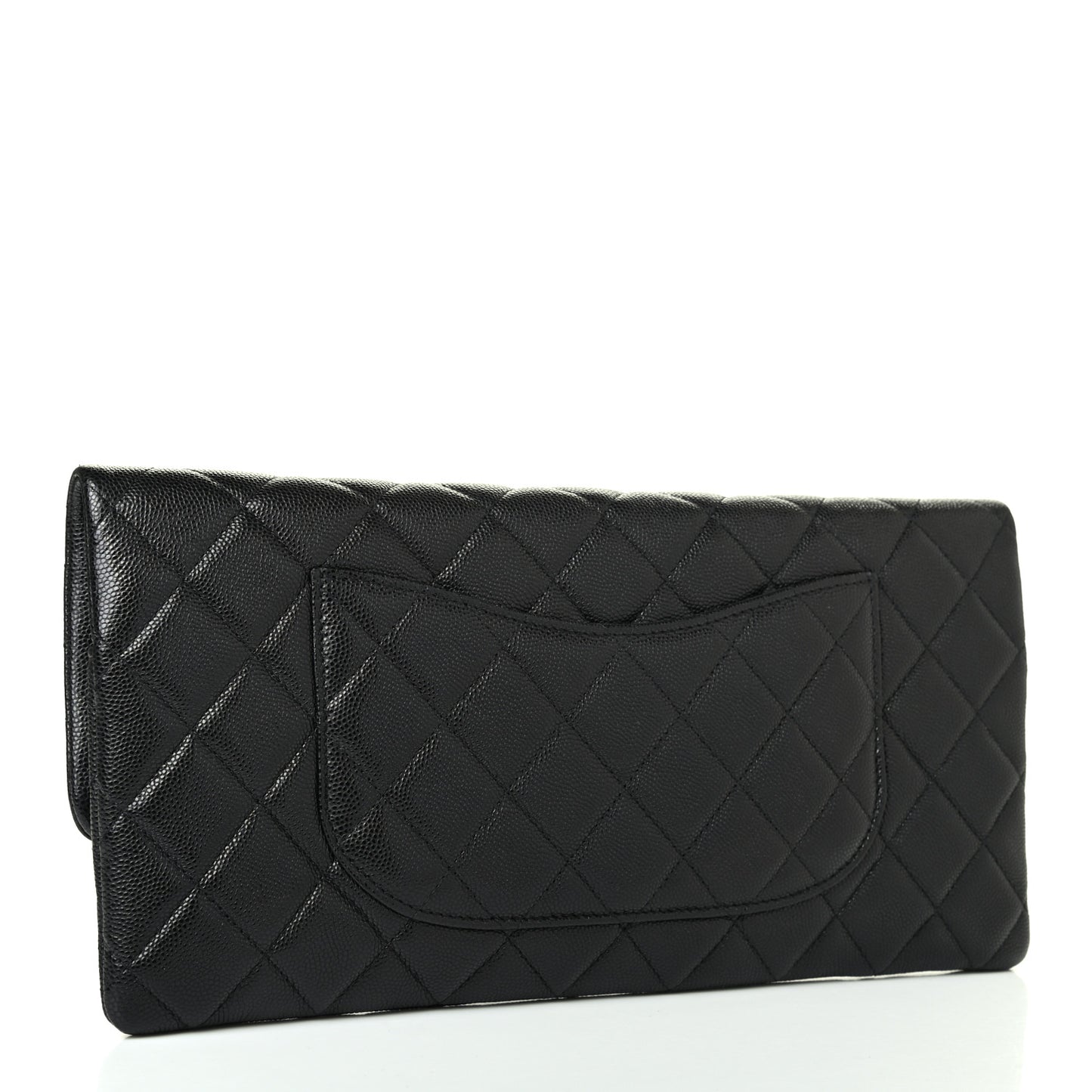 Caviar Quilted Flap Clutch Black