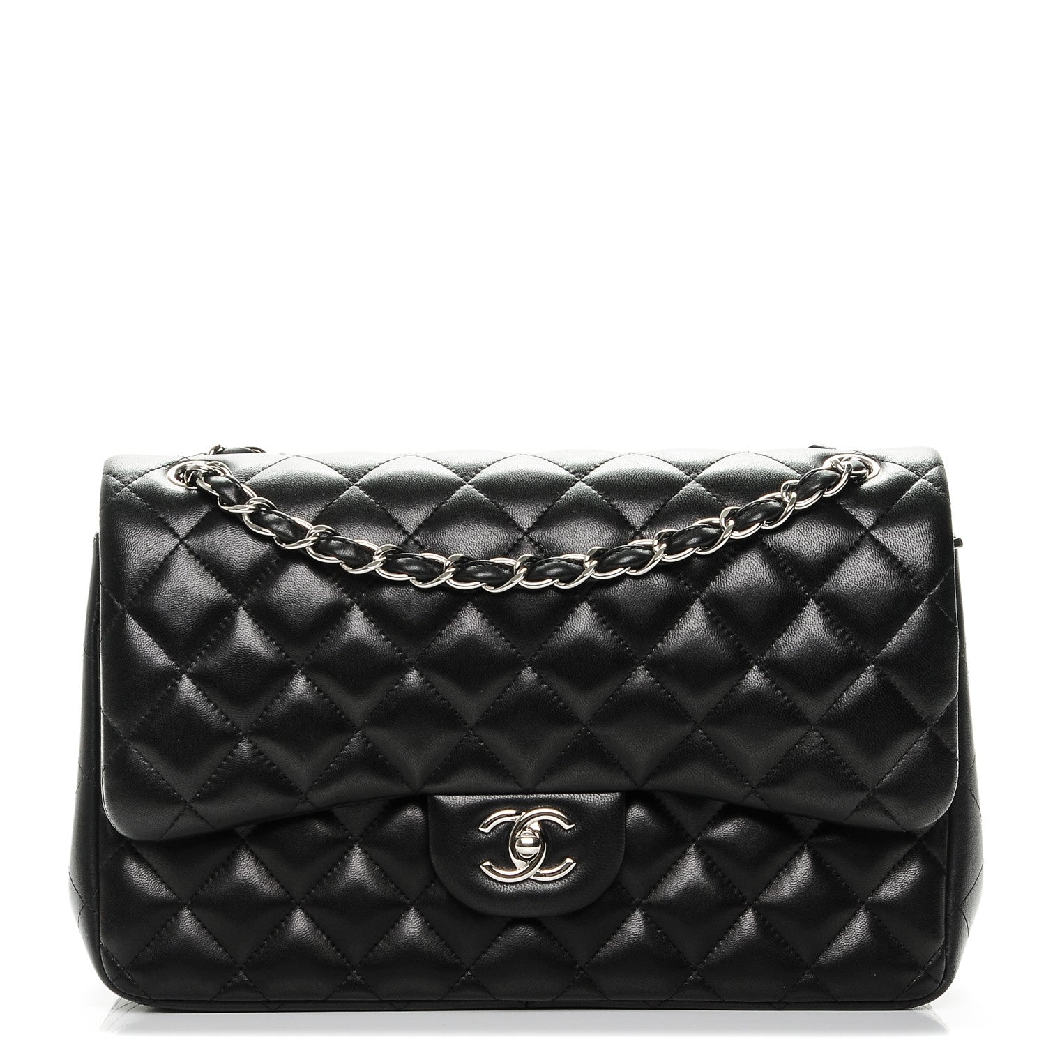 Chanel Lambskin Quilted Jumbo Double Flap Black 1 of 7