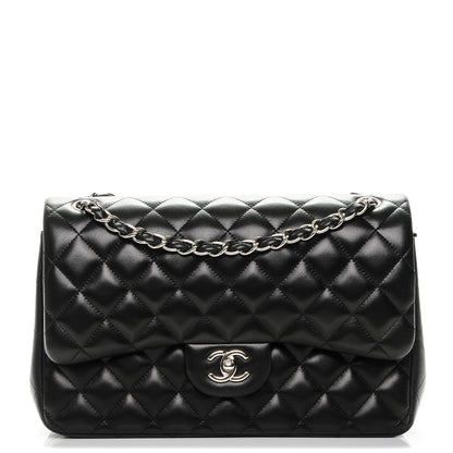 Chanel Lambskin Quilted Jumbo Double Flap Black 1 of 7