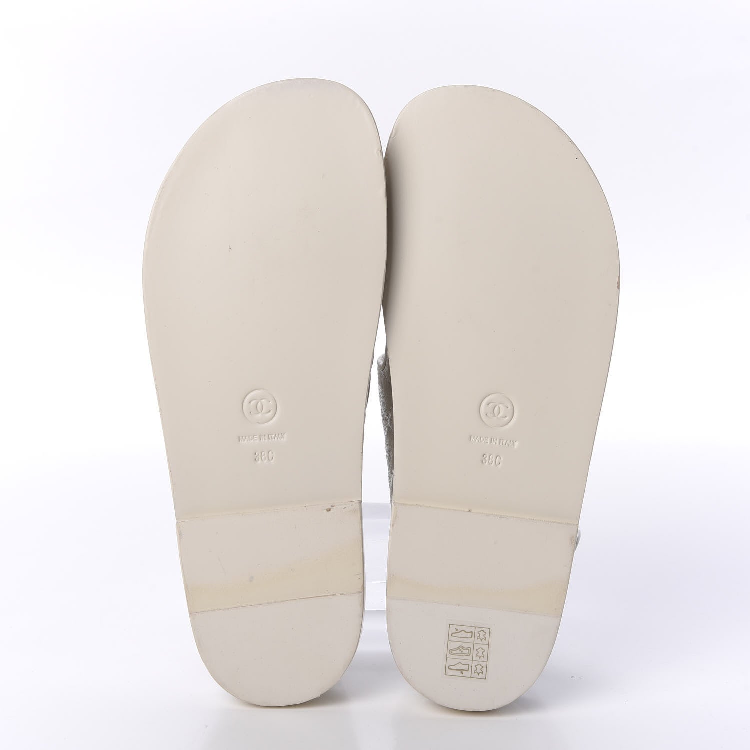 Chanel Grained Calfskin Quilted Velcro Dad Sandals 38 White 8 of 9