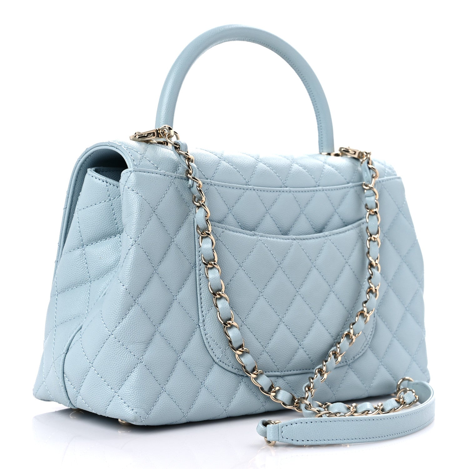 Chanel Caviar Quilted Small Coco Handle Flap Light Blue 2 of 10