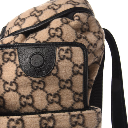 Gucci Covered Wool GG Monogram Large Double Buckle Backpack Beige Ebony Black 9 of 13