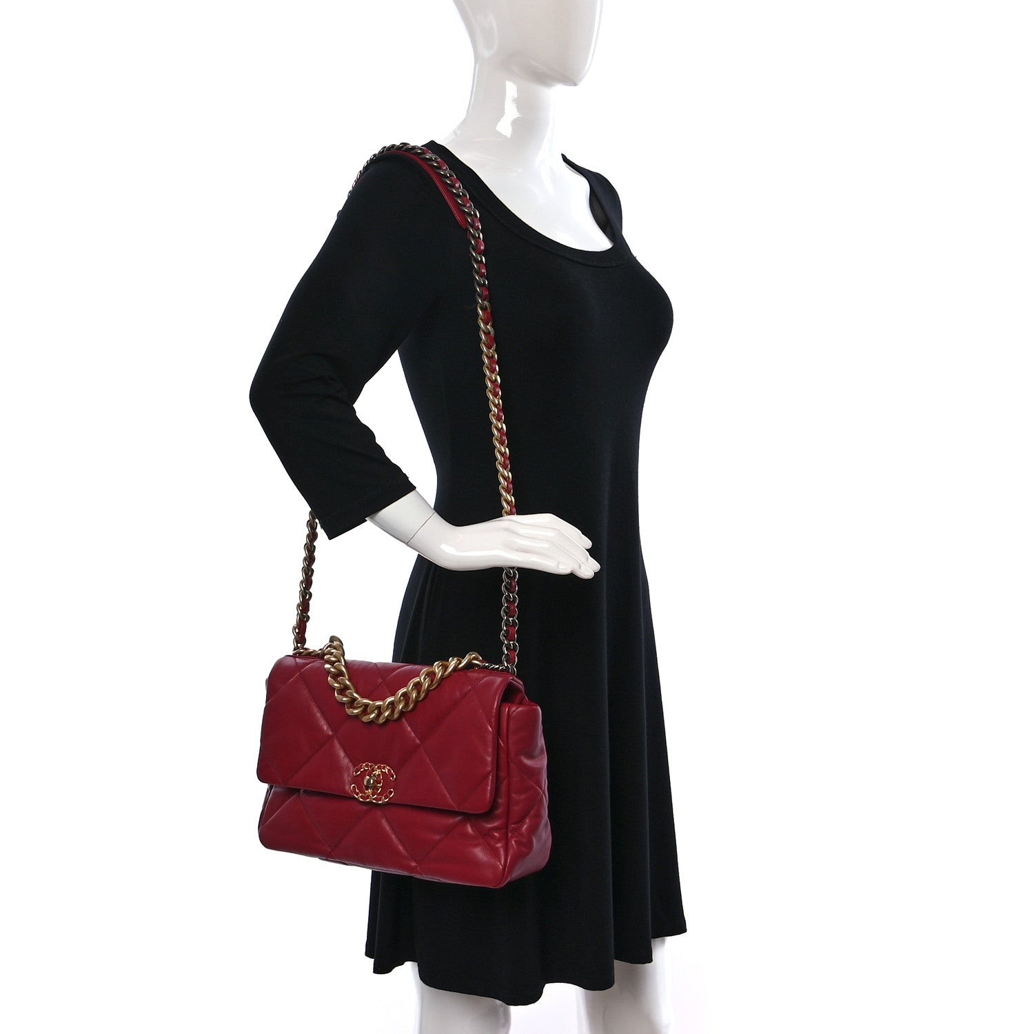 Chanel Goatskin Quilted Large Chanel 19 Flap Dark Pink 2 of 11