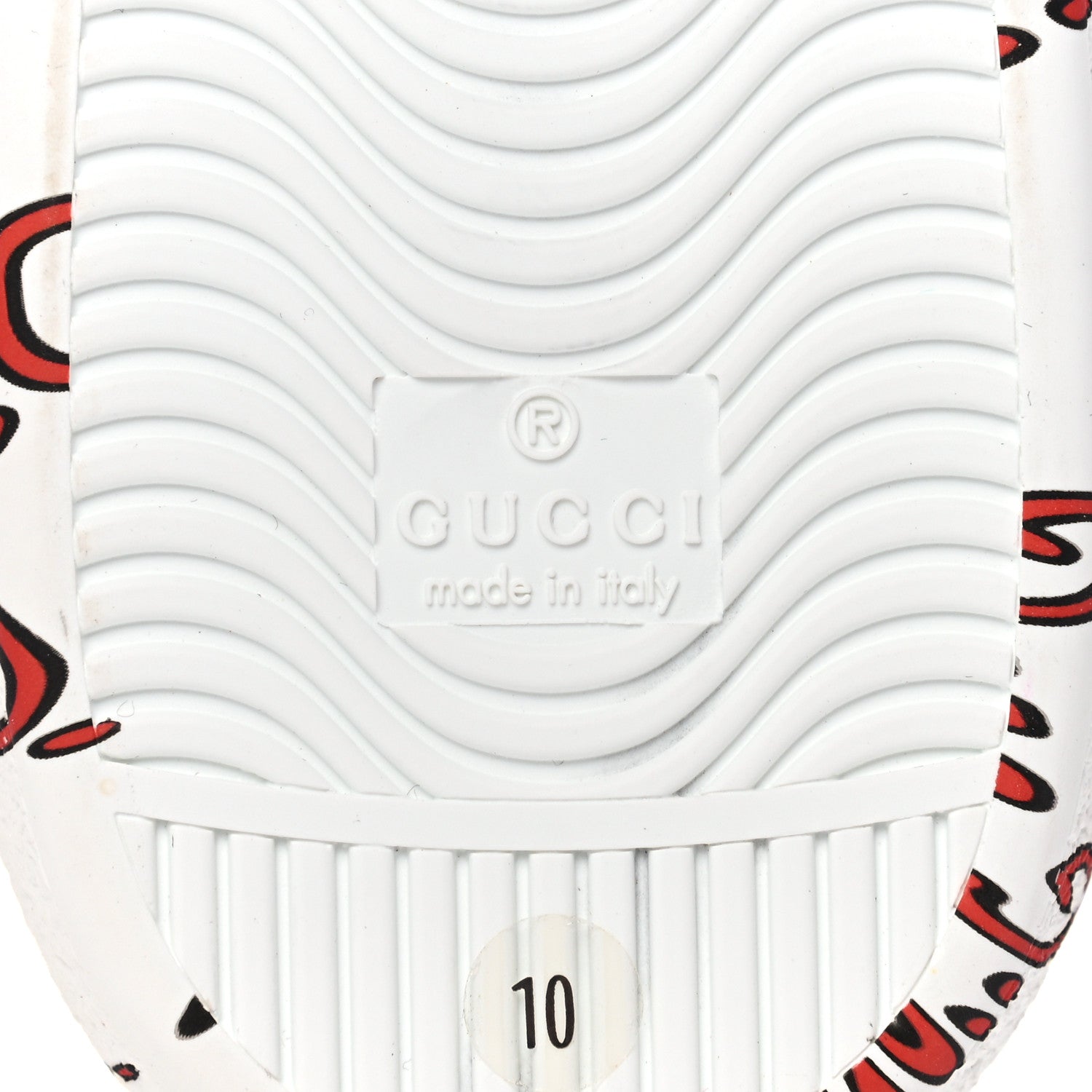Gucci Calfskin GucciGhost Print Mens Ace Sneakers 10 White Hibiscus Red 8 of 10