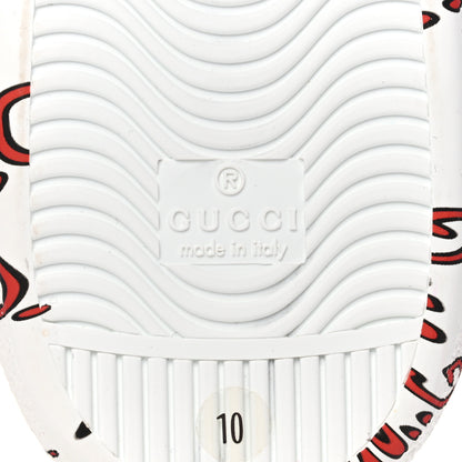 Gucci Calfskin GucciGhost Print Mens Ace Sneakers 10 White Hibiscus Red 8 of 10