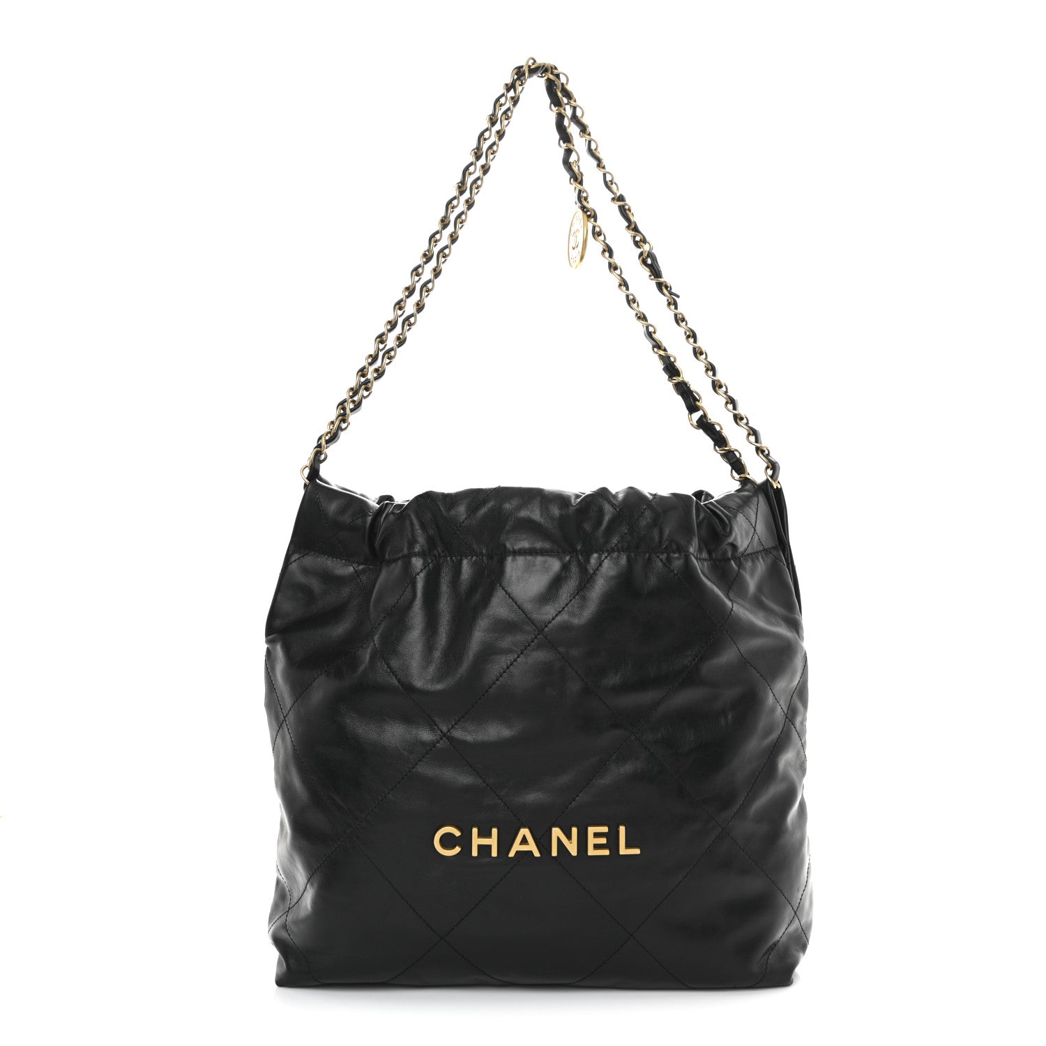 Chanel Shiny Calfskin Quilted Small Chanel 22 Black 1 of 14