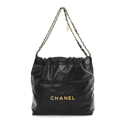 Chanel Shiny Calfskin Quilted Small Chanel 22 Black 1 of 14