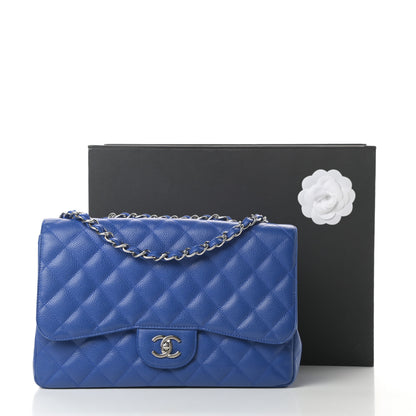Chanel Caviar Quilted Jumbo Single Flap Blue 11 of 11