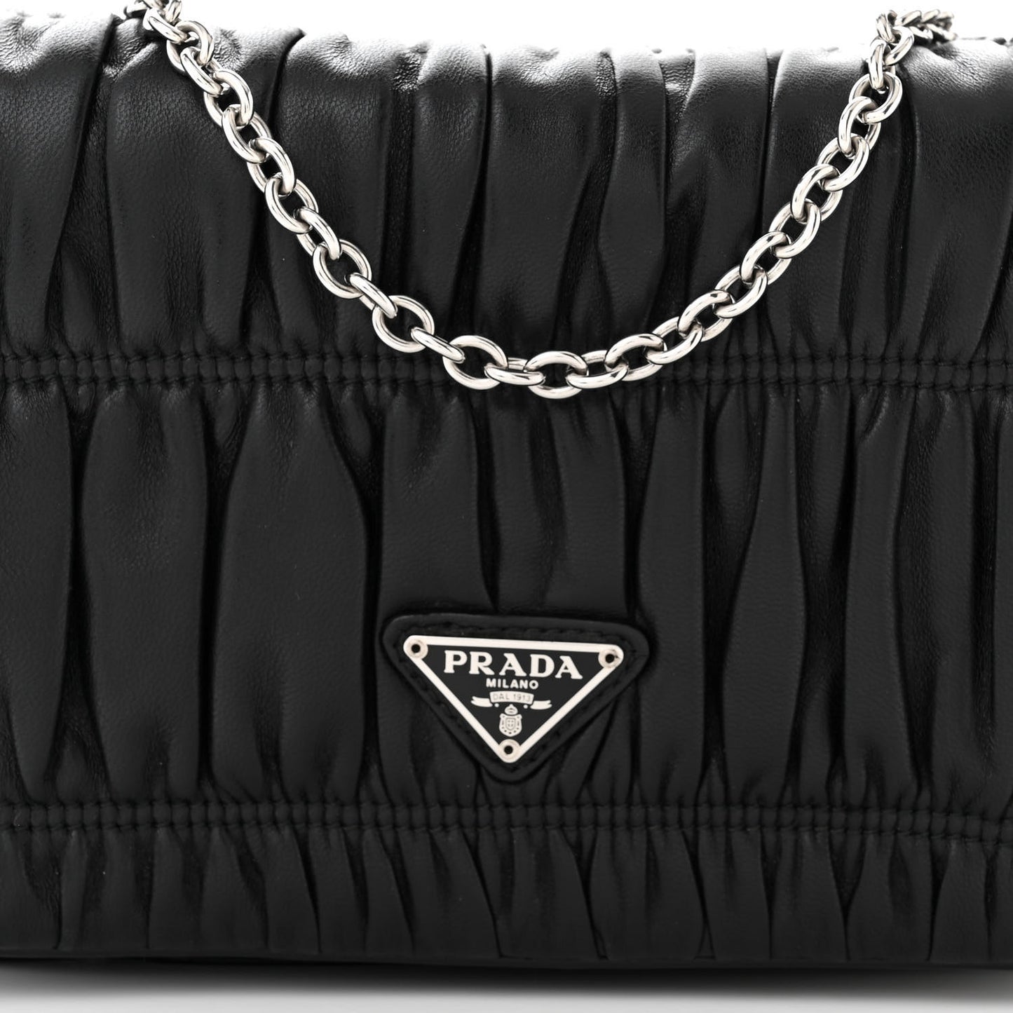 Nappa Gaufre Flap Shoulder Bag Black