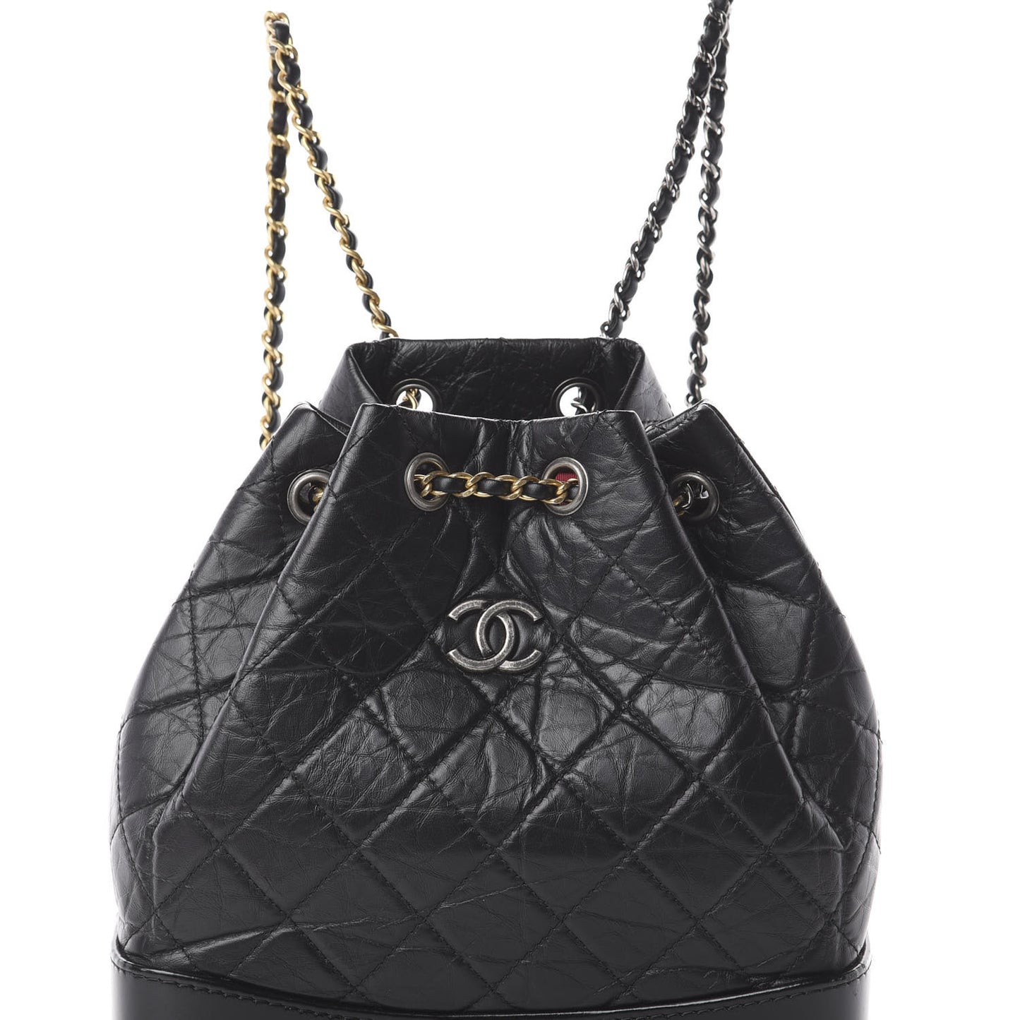 Aged Calfskin Quilted Small Gabrielle Backpack Black