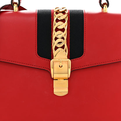 Gucci Calfskin Medium Sylvie Top Handle Bag Hibiscus Red 8 of 15