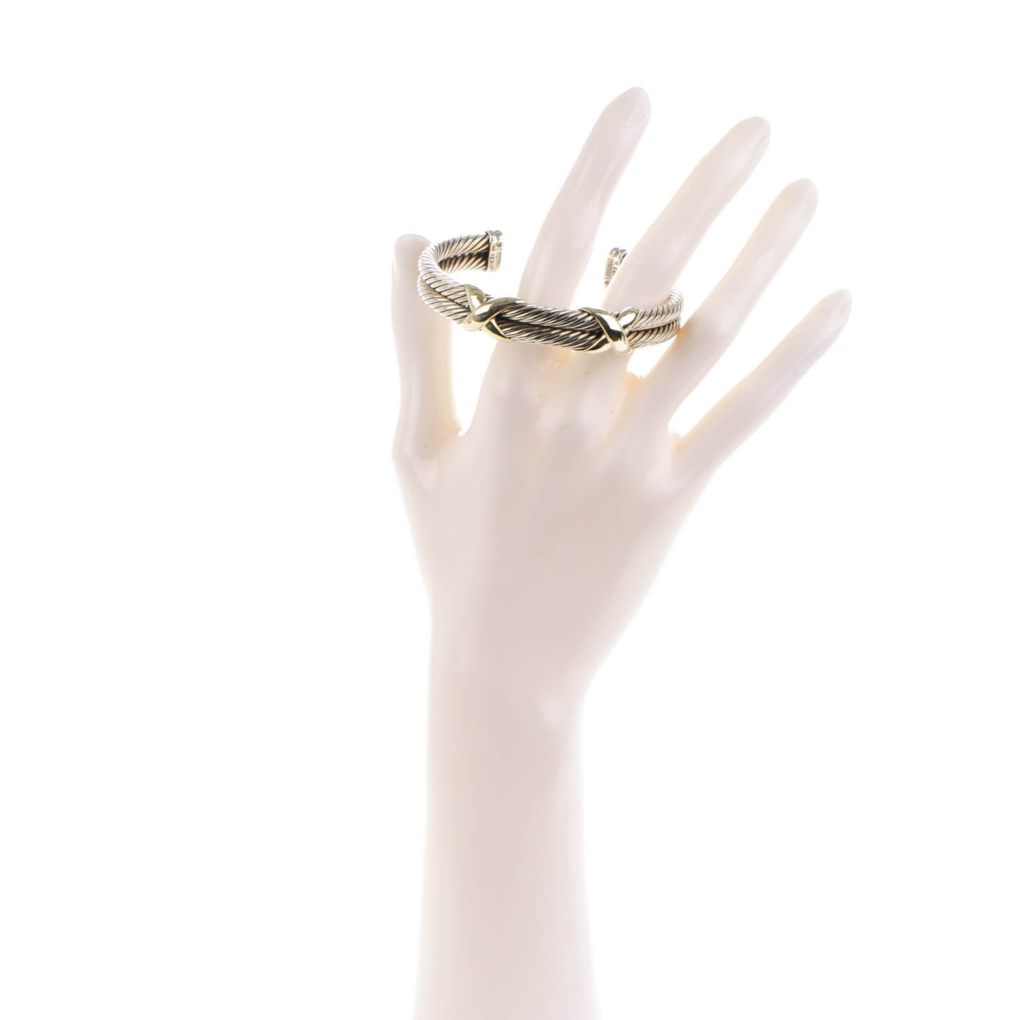 Sterling Silver 14K Yellow Gold 10mm Double X Bracelet