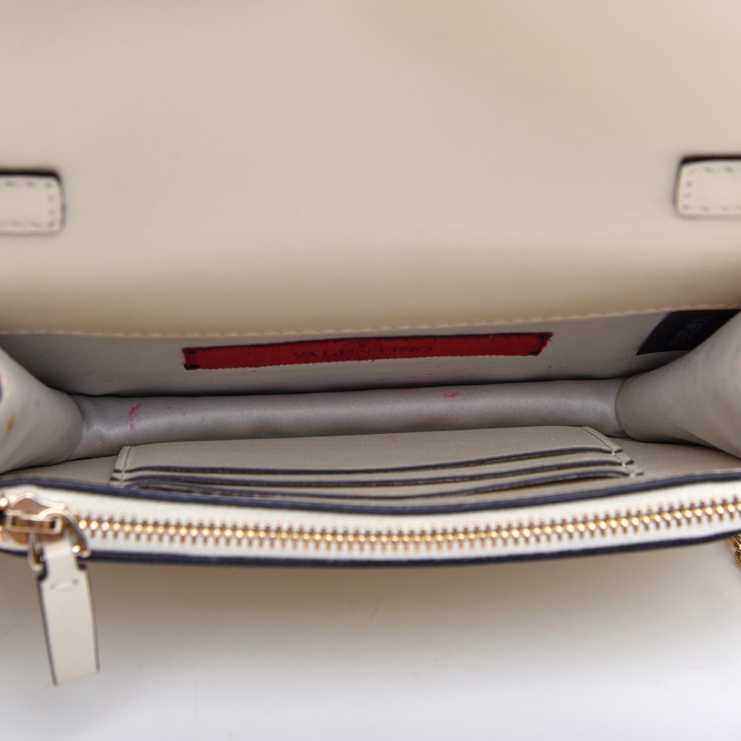 Vitello Mini Rockstud Flap Wallet on Chain Ivory