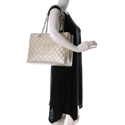 Chanel Metallic Caviar Quilted Grand Shopping Tote GST Light Gold 2 of 7