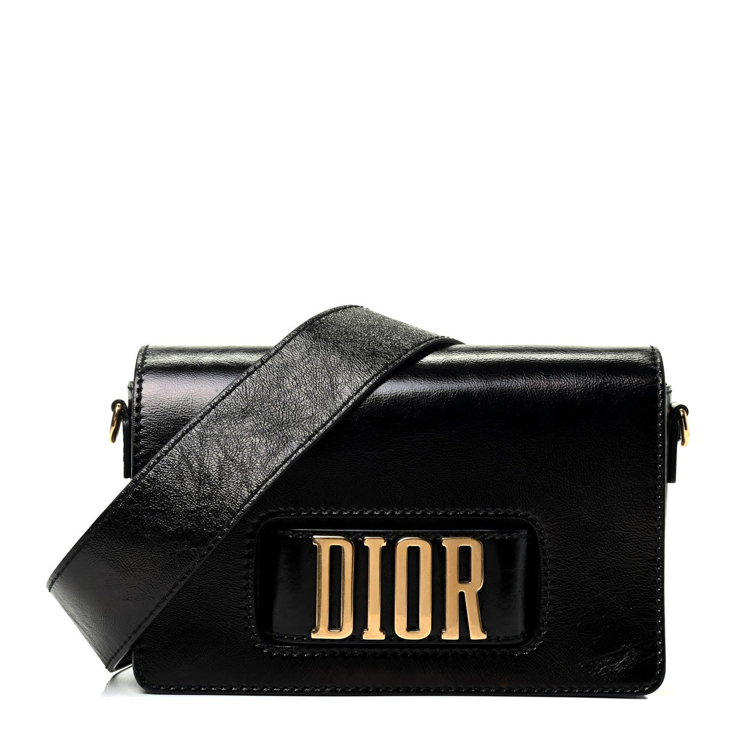 Christian Dior Crinkled Patent Lambskin Dio(r)evolution Flap Bag Black 1 of 4